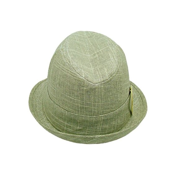 Linen Fedora Fashion Hat Oval Gold Ring On Side Beige & Gold Specks Unisex OSFM main image 11